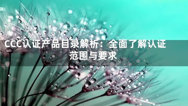 CCC认证产品目录解析：全面了解认证范围与要求