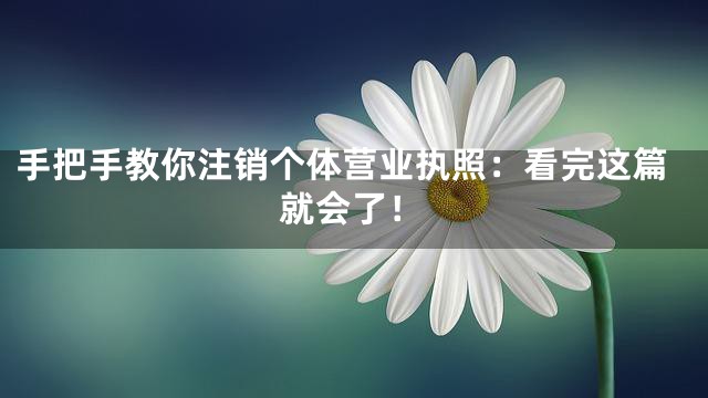 手把手教你注销个体营业执照：看完这篇就会了！