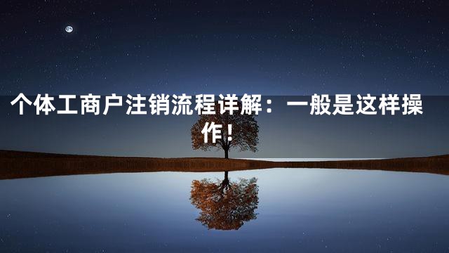 个体工商户注销流程详解：一般是这样操作！