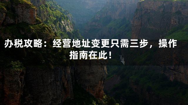 办税攻略：经营地址变更只需三步，操作指南在此！