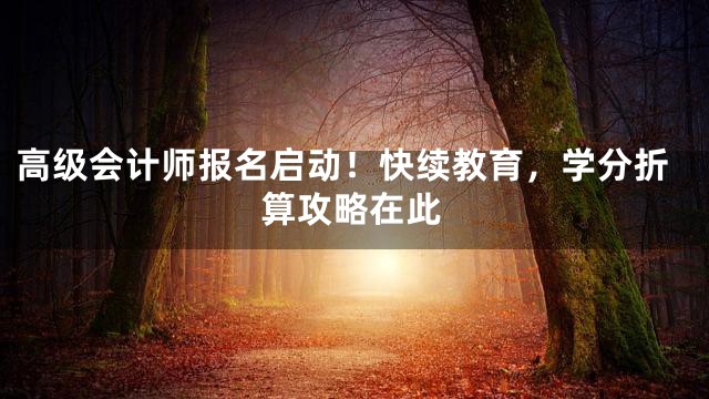 高级会计师报名启动！快续教育，学分折算攻略在此