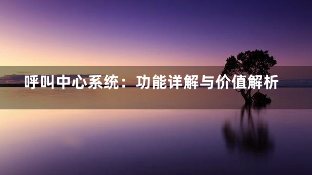 呼叫中心系统：功能详解与价值解析