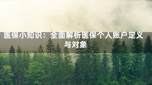医保小知识：全面解析医保个人账户定义与对象