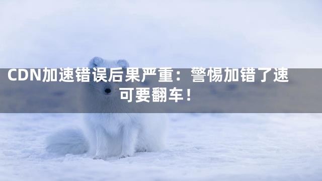CDN加速错误后果严重：警惕加错了速可要翻车！