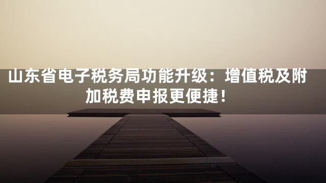 山东省电子税务局功能升级：增值税及附加税费申报更便捷！