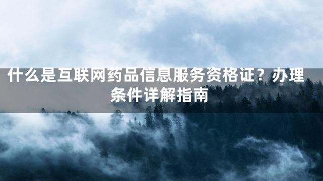 什么是互联网药品信息服务资格证？办理条件详解指南
