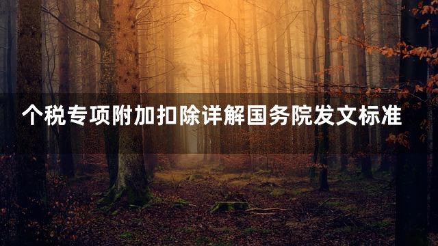 个税专项附加扣除详解国务院发文标准