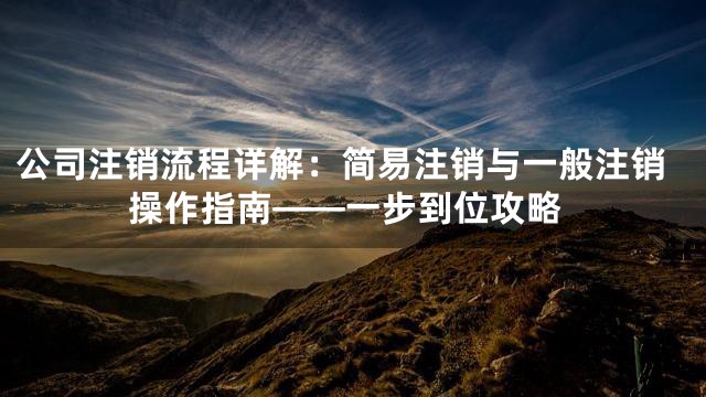 公司注销流程详解：简易注销与一般注销操作指南——一步到位攻略