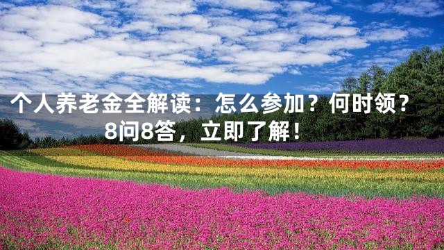 个人养老金全解读：怎么参加？何时领？8问8答，立即了解！